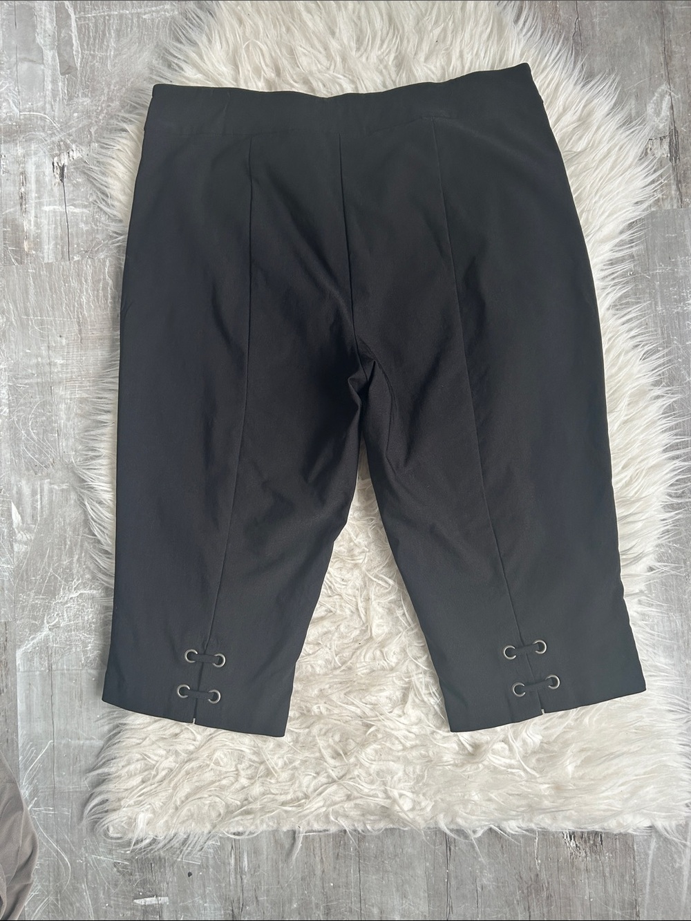 Tribal Black Capris with Back Eyelet Detail